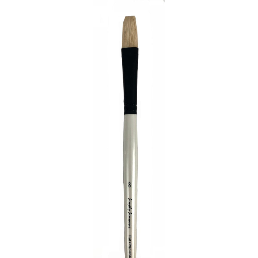 Daler Rowney Simply Simmons -  Flat Oil Paint Brushes, Long Handle, 5 Sizes