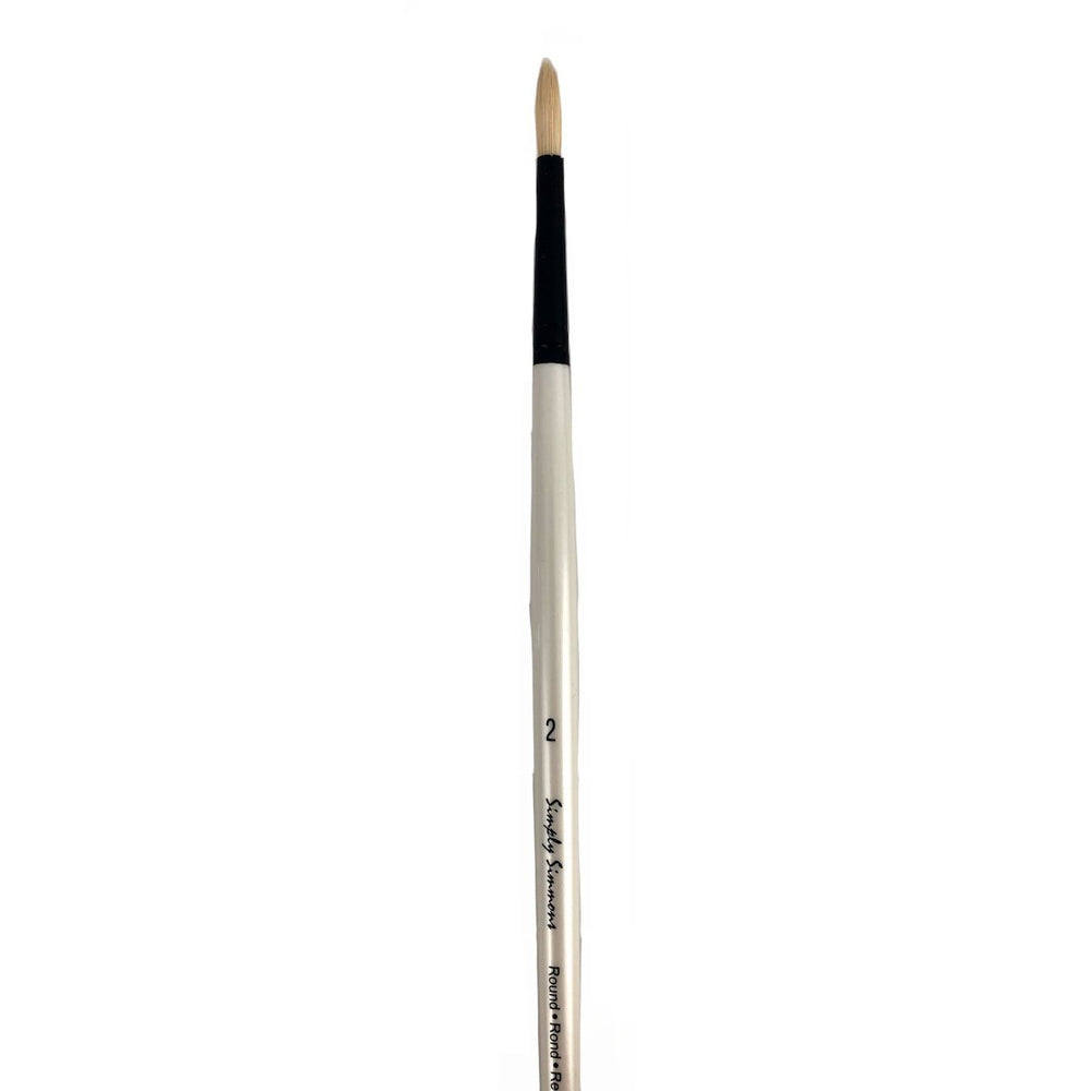 Daler Rowney Simply Simmons - Round Oil Paint Brushes, Long Handle, 3 Sizes