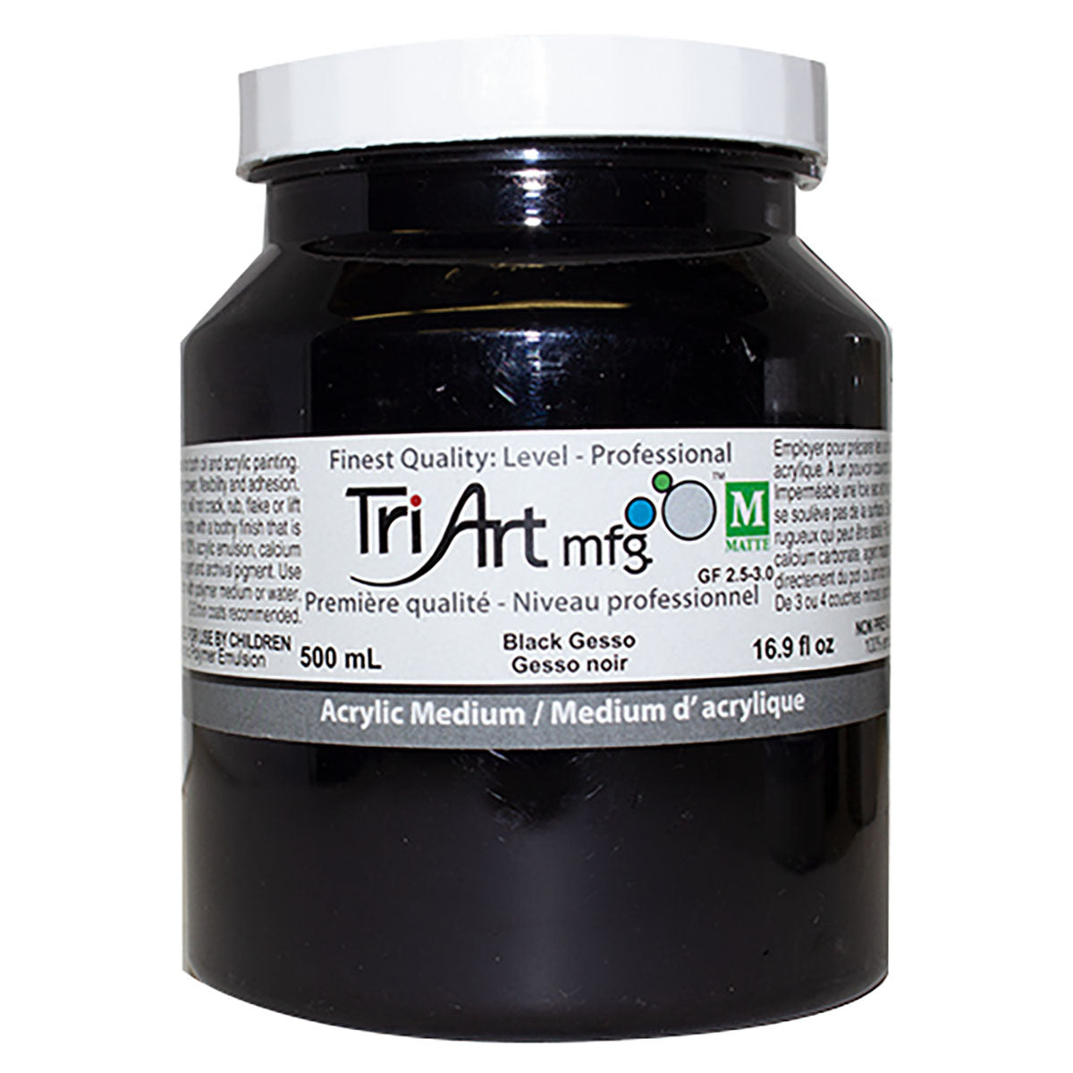  U.S. Art Supply Black Gesso Acrylic Medium, 500ml Tub - 16.9  Ounces over a Pint