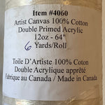 Artist Canvas Rolled, 12 oz Double Primed Acrylic, 64" x 6 yds