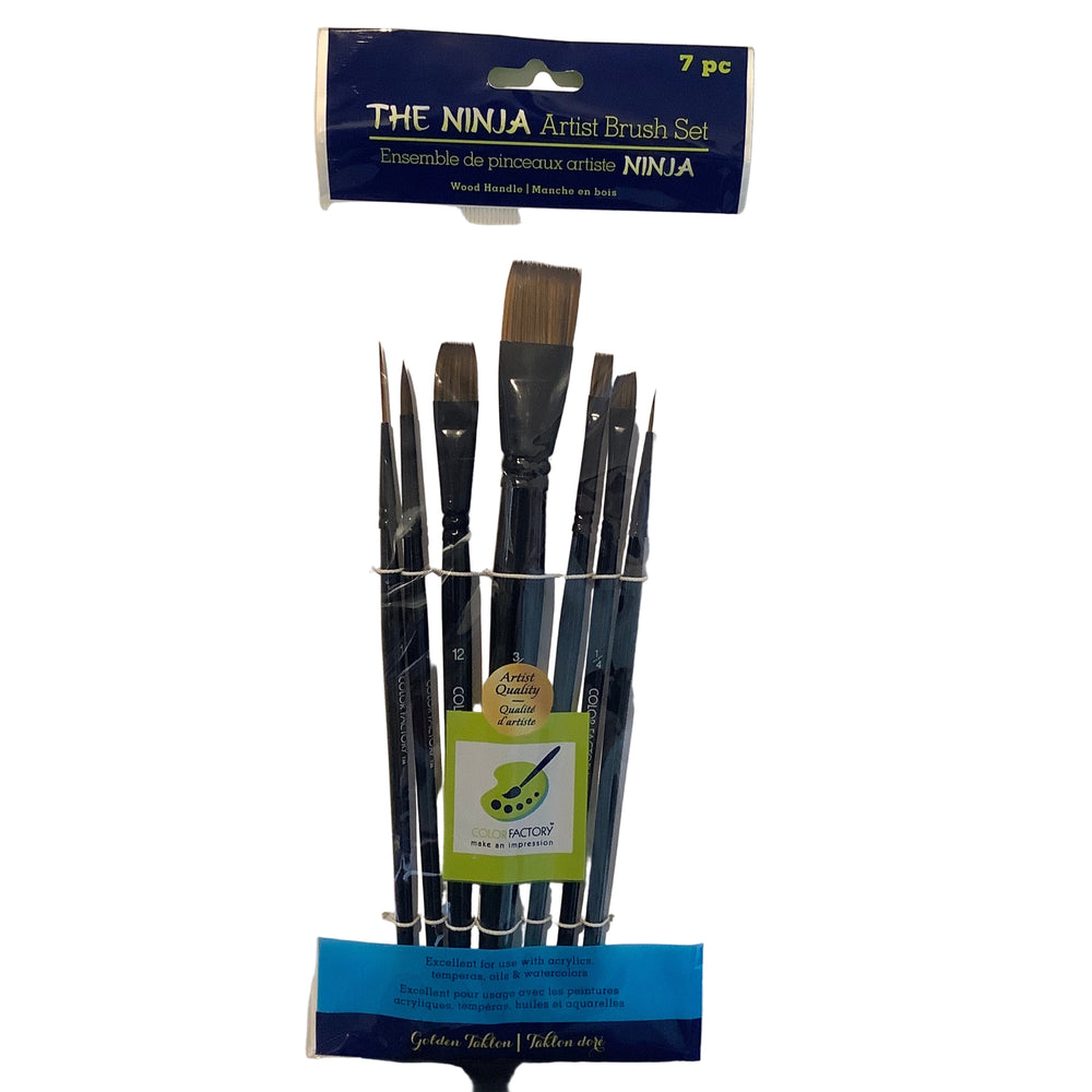 COLOR FACTORY - THE NINJA ART SET X7 WOOD HANDLE/NYLON HAIR