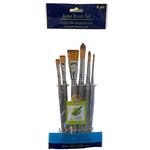 Color Factory Artist Brush Set: Silver Set of 6 Wood Handle/ Nylon Hair