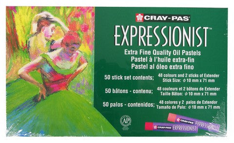 Cray-Pas Expressionist Extra Fine Quality Oil Pastels - 50 sticks - 48 colour plus 2 extender sticks