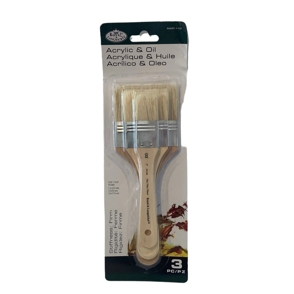 Royal and Langnickel Pack of 3 Acrylic and Oil Flat Brush Set