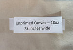 Unprimed Artist Canvas 10 oz, 72 inches wide: 1, 2, and 3 meters per cut canvas.