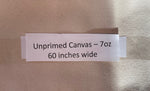 Unprimed Artist Canvas 7 oz, 60 inches wide: 1, 2, and 3 meters per cut canvas.