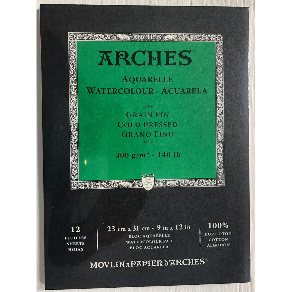 Arches Aquarelle WaterColour Pad Cold Pressed paper 12 Sheets 140 lb