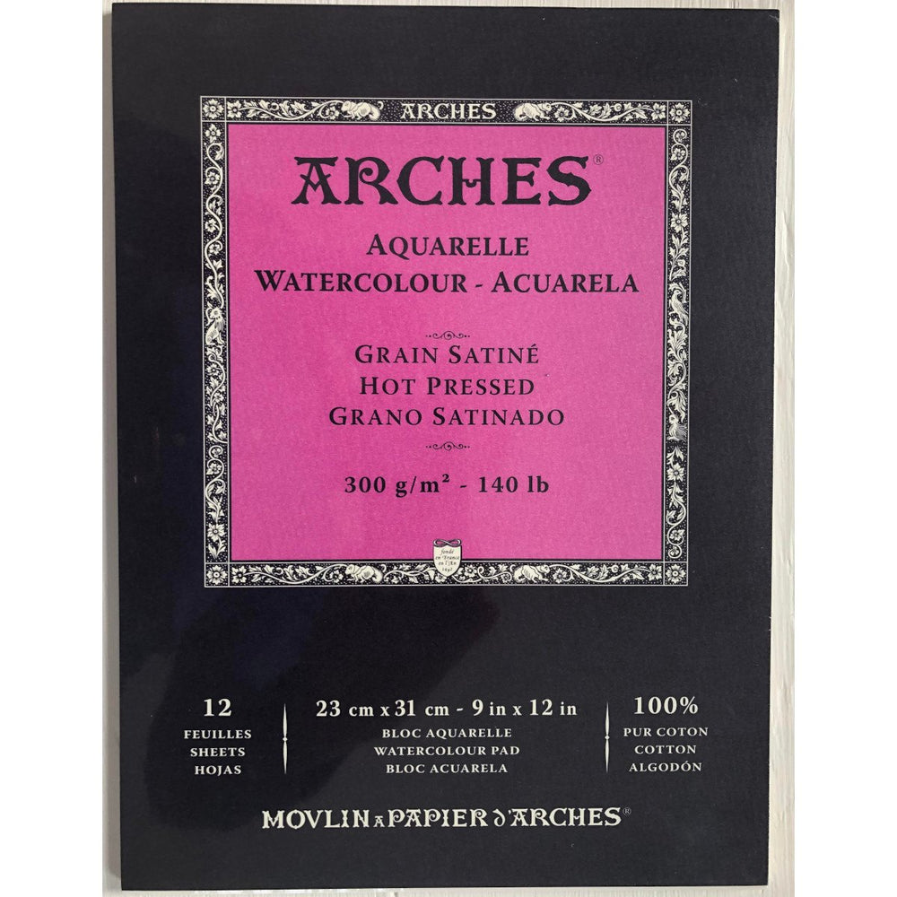 Arches Aquarelle Watercolour paper Hot Pressed 12 Sheets 140 lb