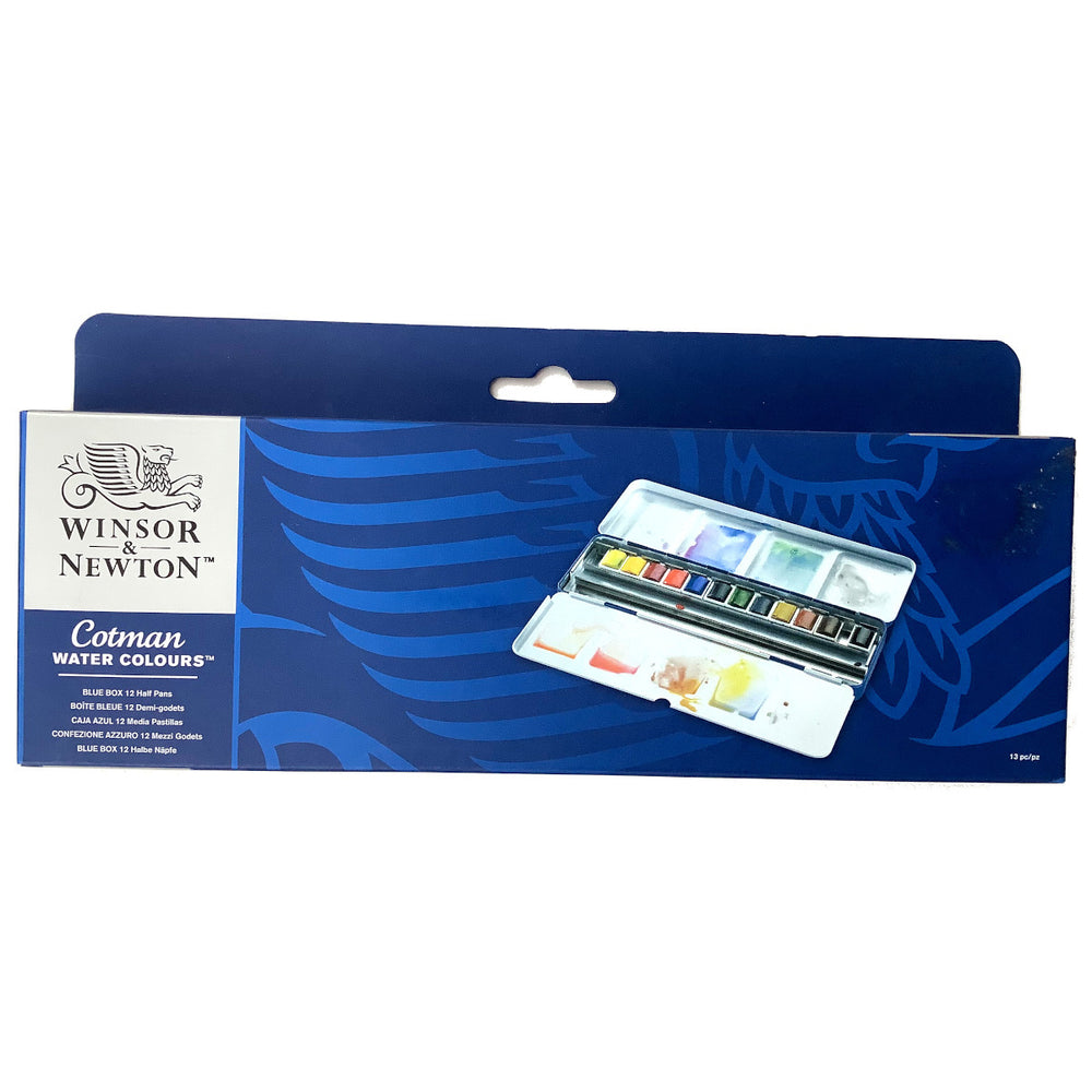 Winsor and Newton Cotman Water Colours 12 Half Pan Blue Box