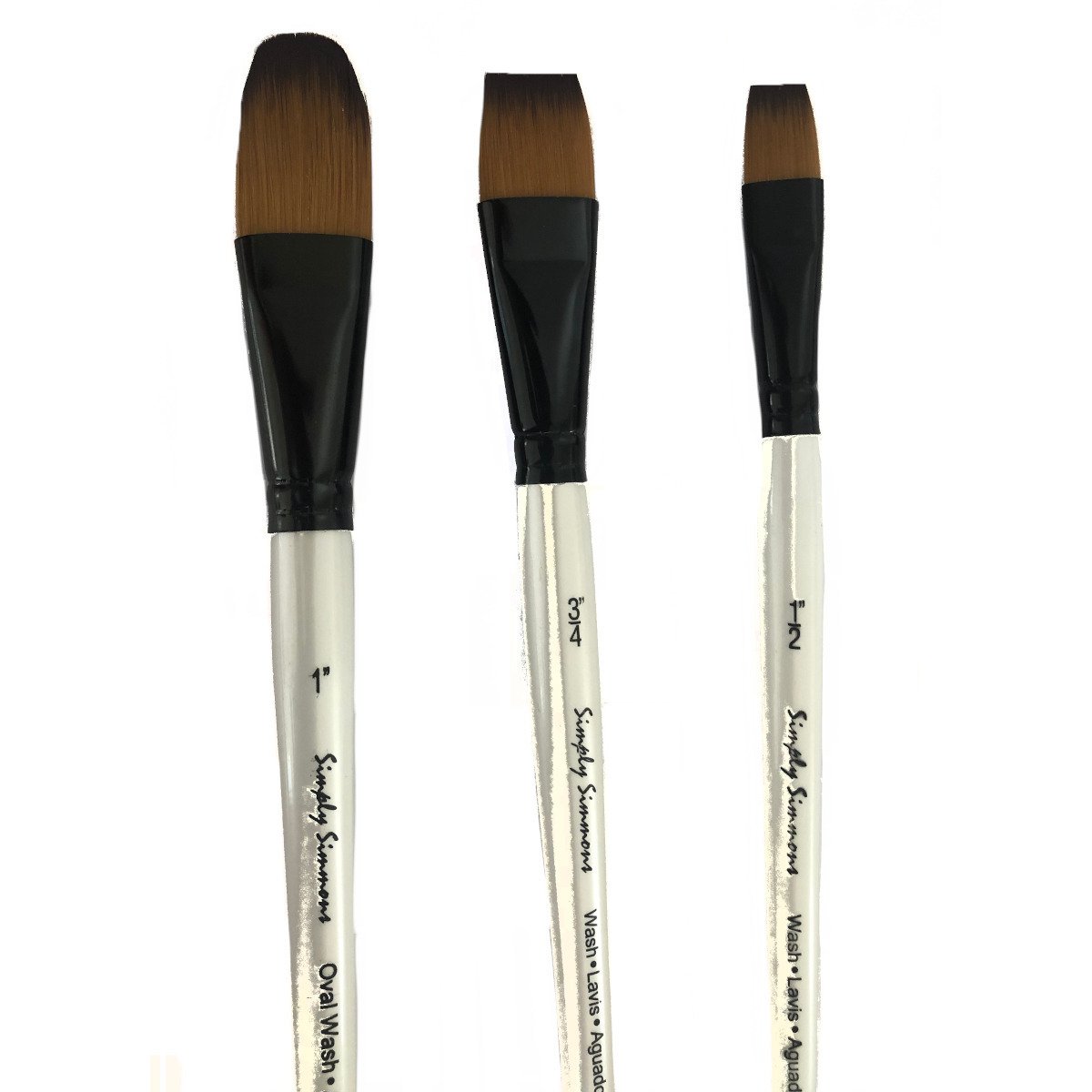 Daler Rowney Simply Simmons Mixed Media - Flat & Oval Wash Brushes, 3 ...