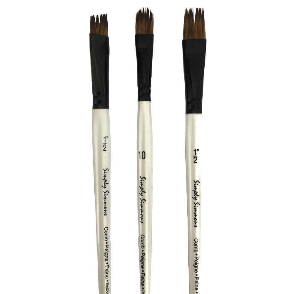 Daler Rowney Simply Simmons Mixed Media -  Flat, Filbert & Angle Comb Brushes,  9 sizes