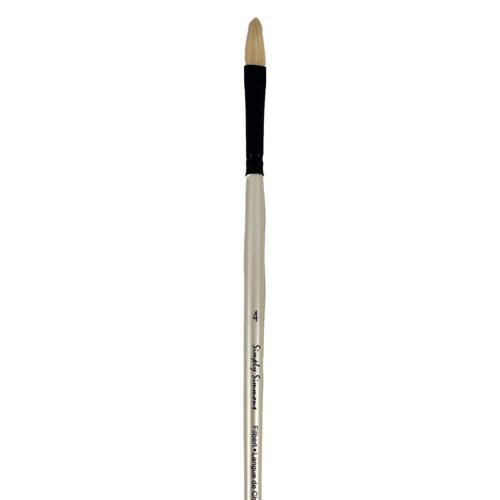 Daler Rowney Simply Simmons - Filbert Oil Paint Brushes, Long Handle, 4 Sizes