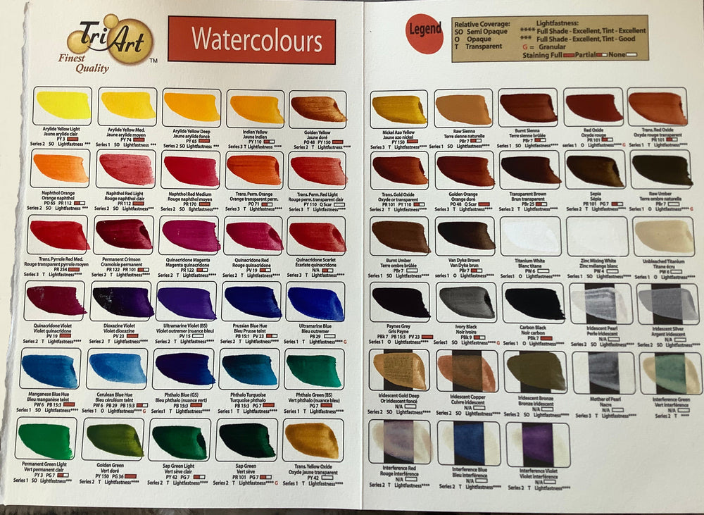 Tri Art - Watercolours 22ml Tubes 58 Colours