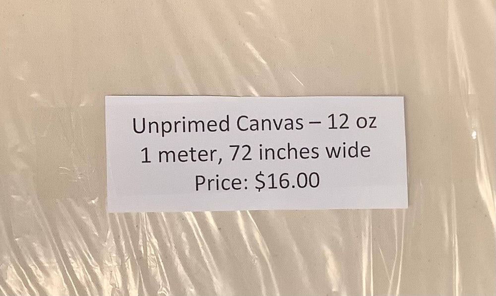 Unprimed Artist Canvas. 12 oz, 72 inches wide:  1, 2, and 3 meters per cut.